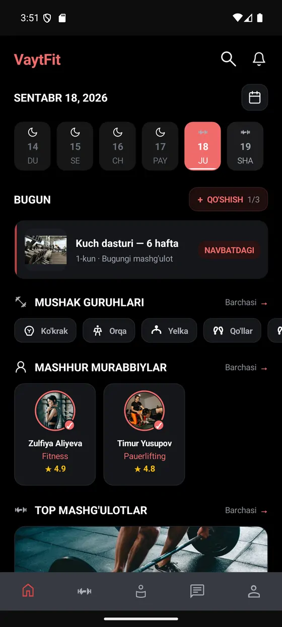 VaytFit — Workout mode